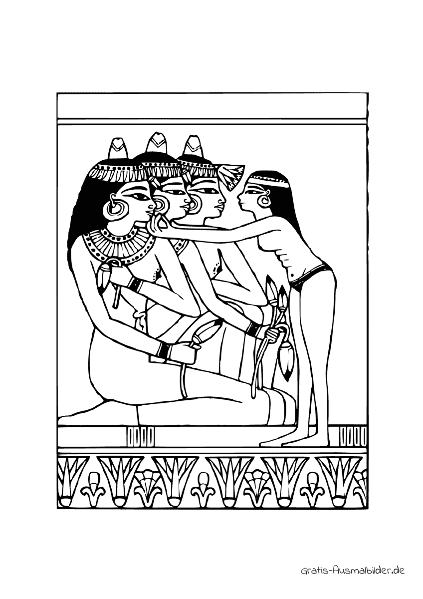 Ausmalbild Ägyptische Zeichnung