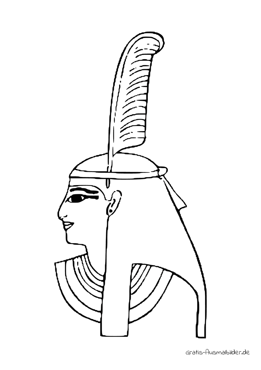 Ausmalbild Ägyptischer Kopf mit Federn