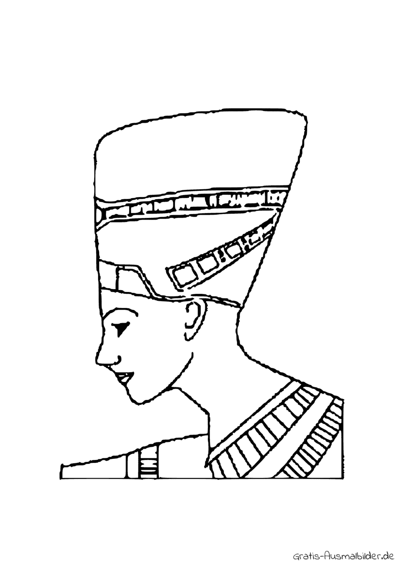 Ausmalbild Ägyptischer Kopf mit Hut