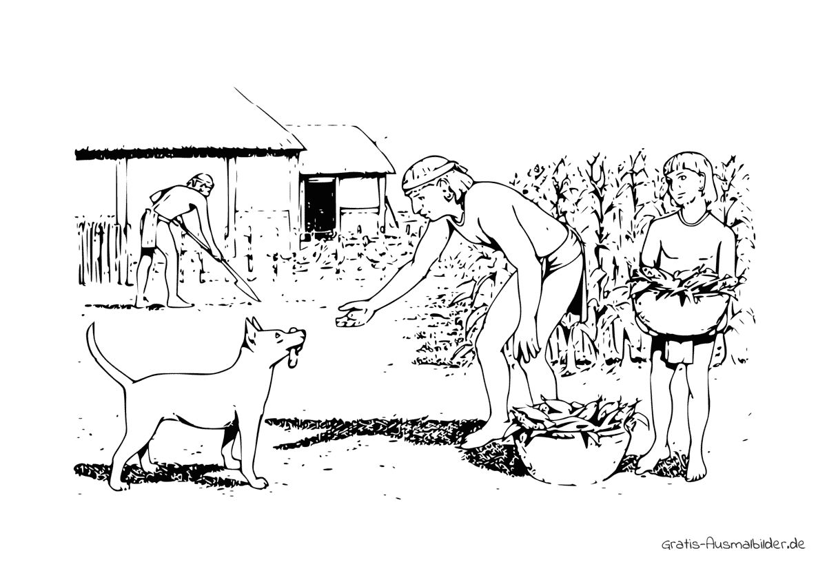 Ausmalbild Antike Farm Hund