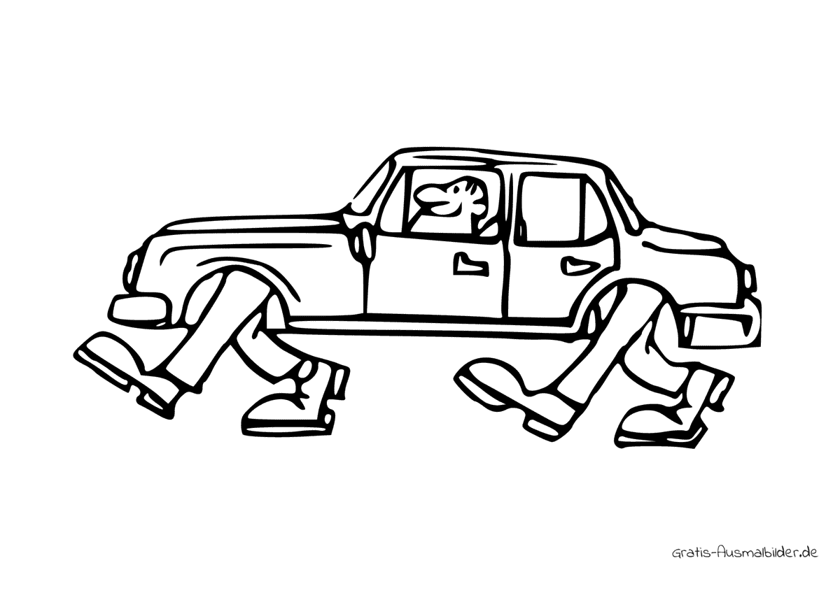 Ausmalbild Auto mit Füßen