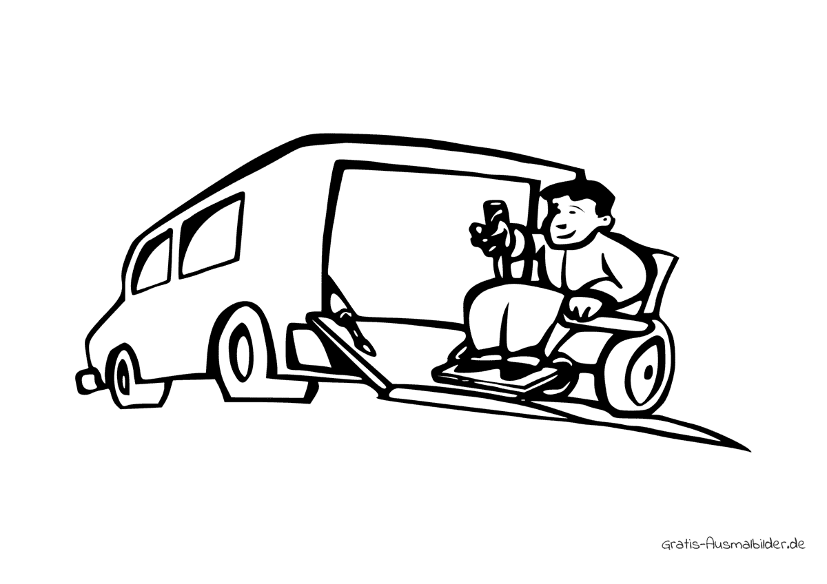 Ausmalbild Auto Rollstuhlfahrer