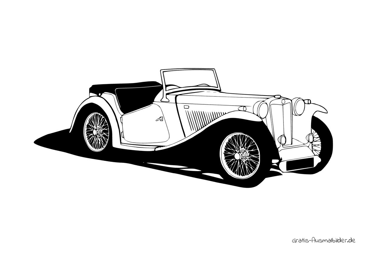Ausmalbild Automobil 30er Jahre Cabrio