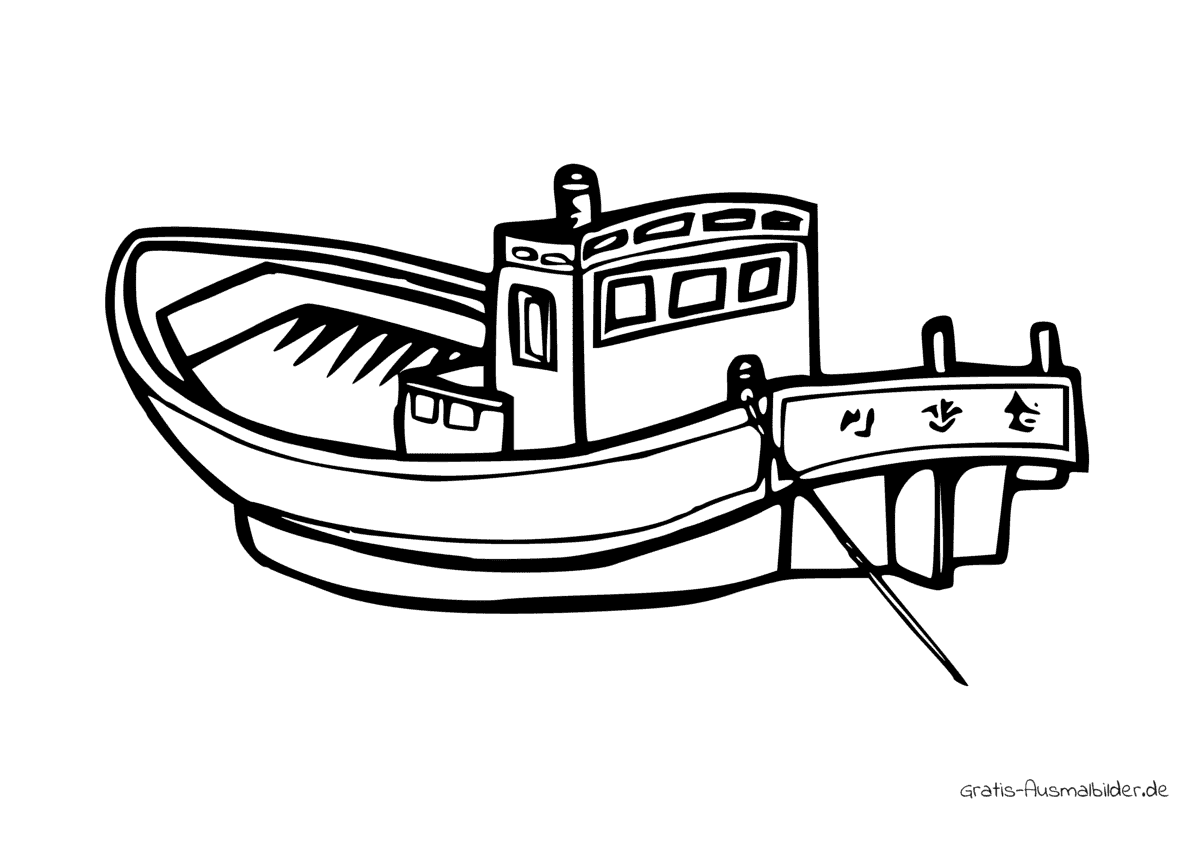 Ausmalbild Angebundenes Boot