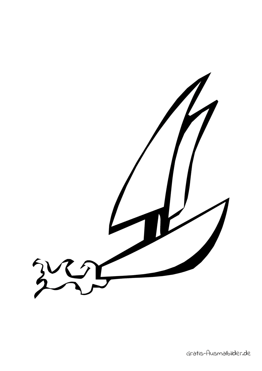 Ausmalbild Boot abstrakt Segel