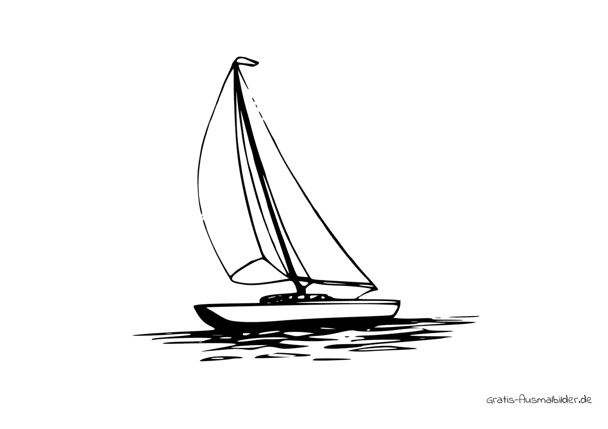 Ausmalbild Boot geneigtes Segel