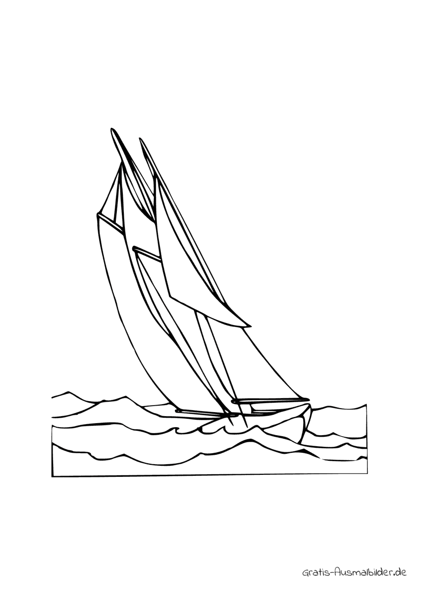 Ausmalbild Boot Segel