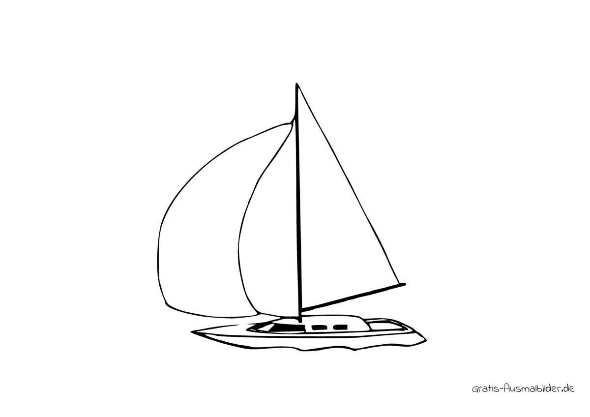 Ausmalbild Boot zwei Segel