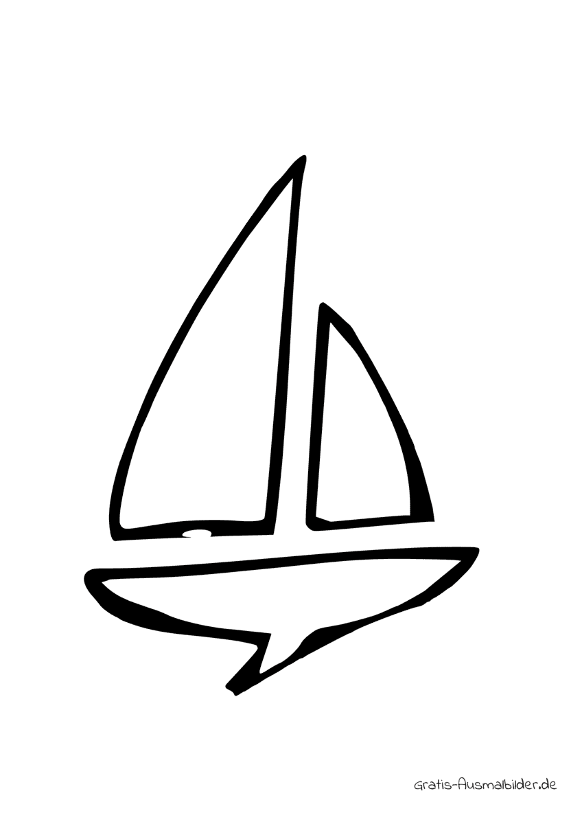 Ausmalbild Drei Linien Segelboot