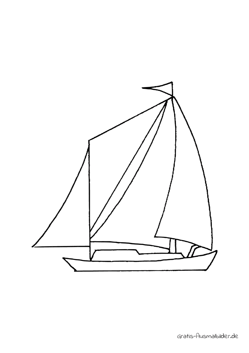 Ausmalbild Einfaches Segelboot