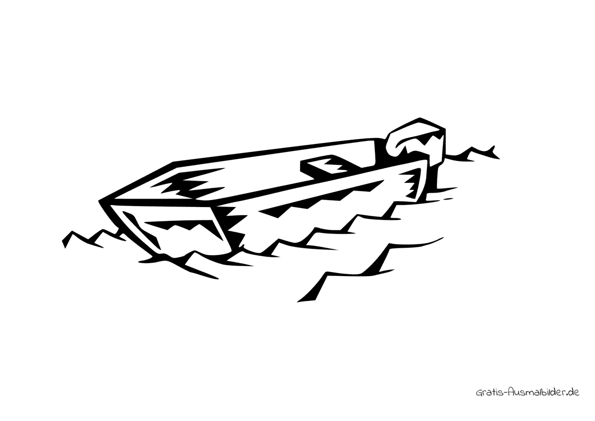 Ausmalbild Einzelnes Boot im Wasser