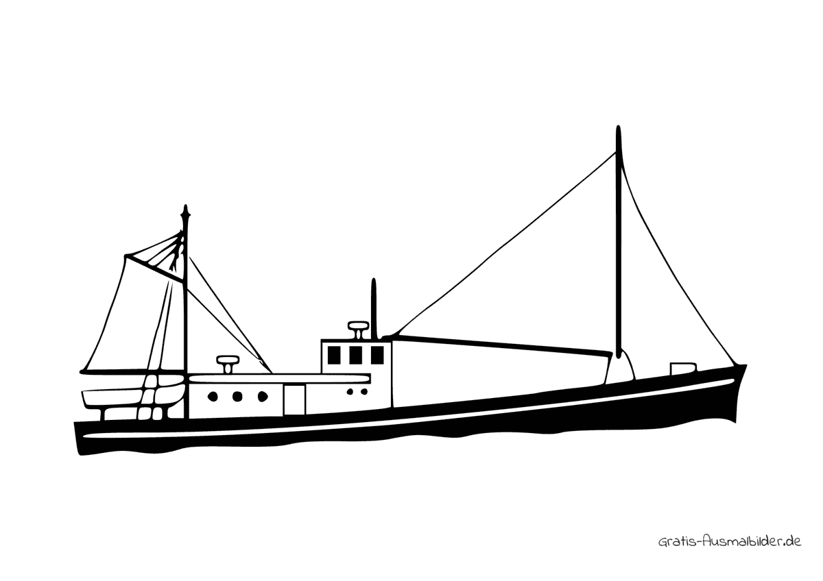 Ausmalbild Fischerboot