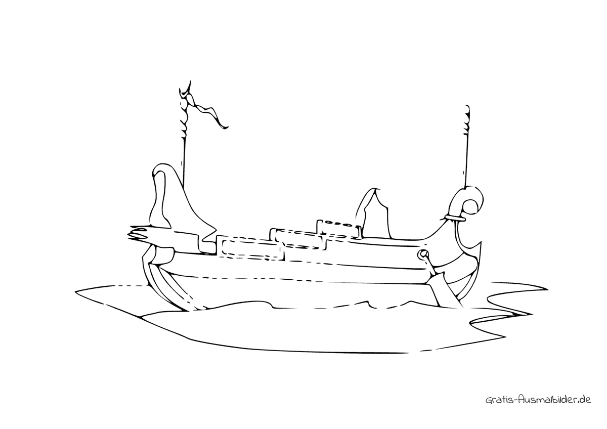Ausmalbild Holzboot Skizze