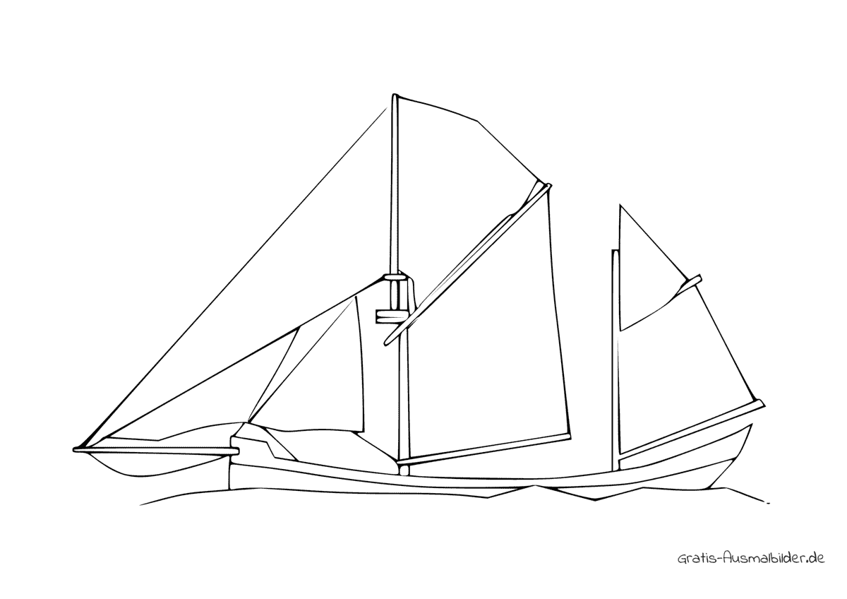 Ausmalbild Holzsegelboot