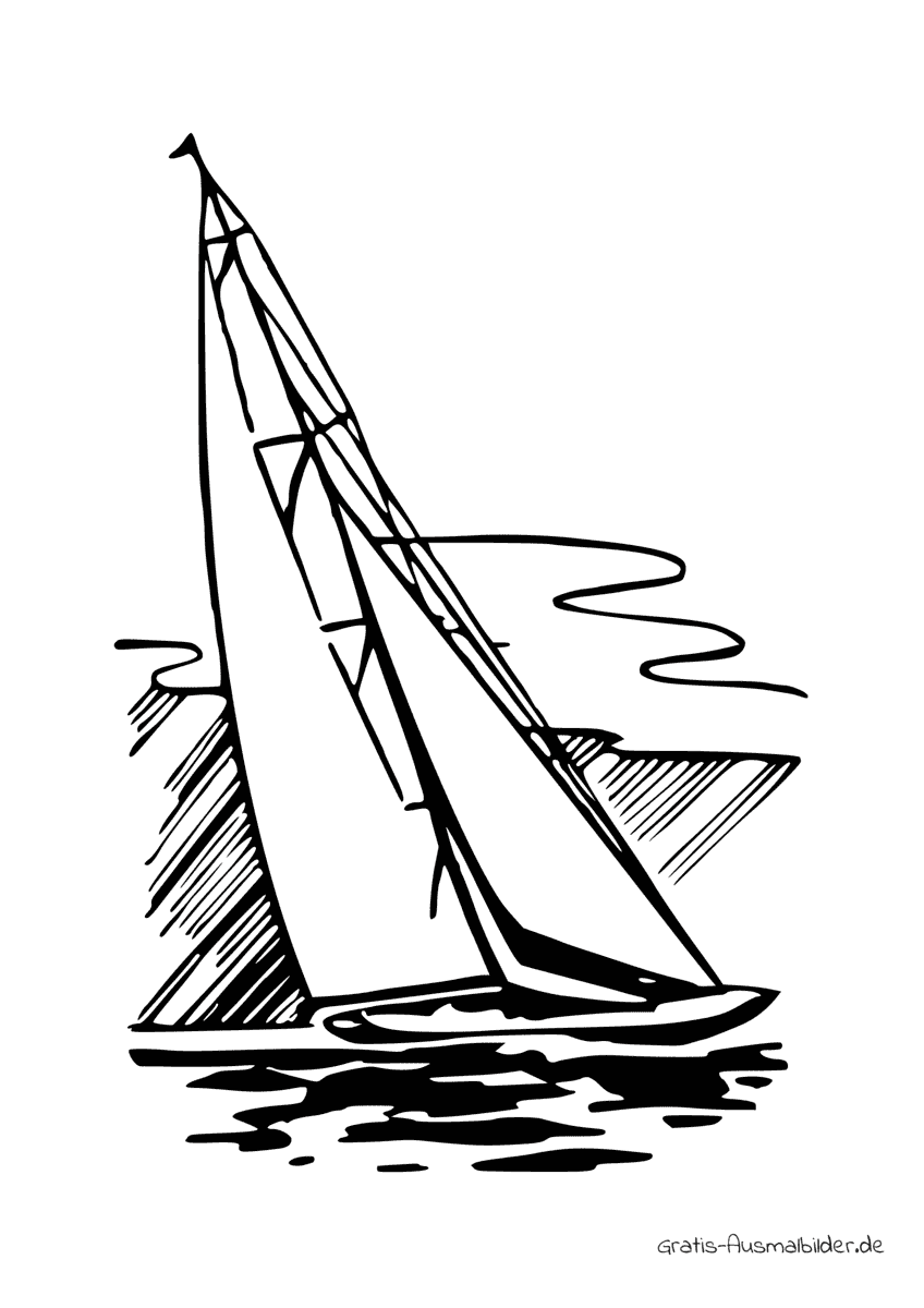 Ausmalbild Keines Boot geneigtes Segel