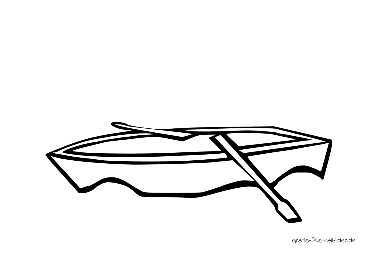Ausmalbild Kleines Boot mit zwei Paddeln
