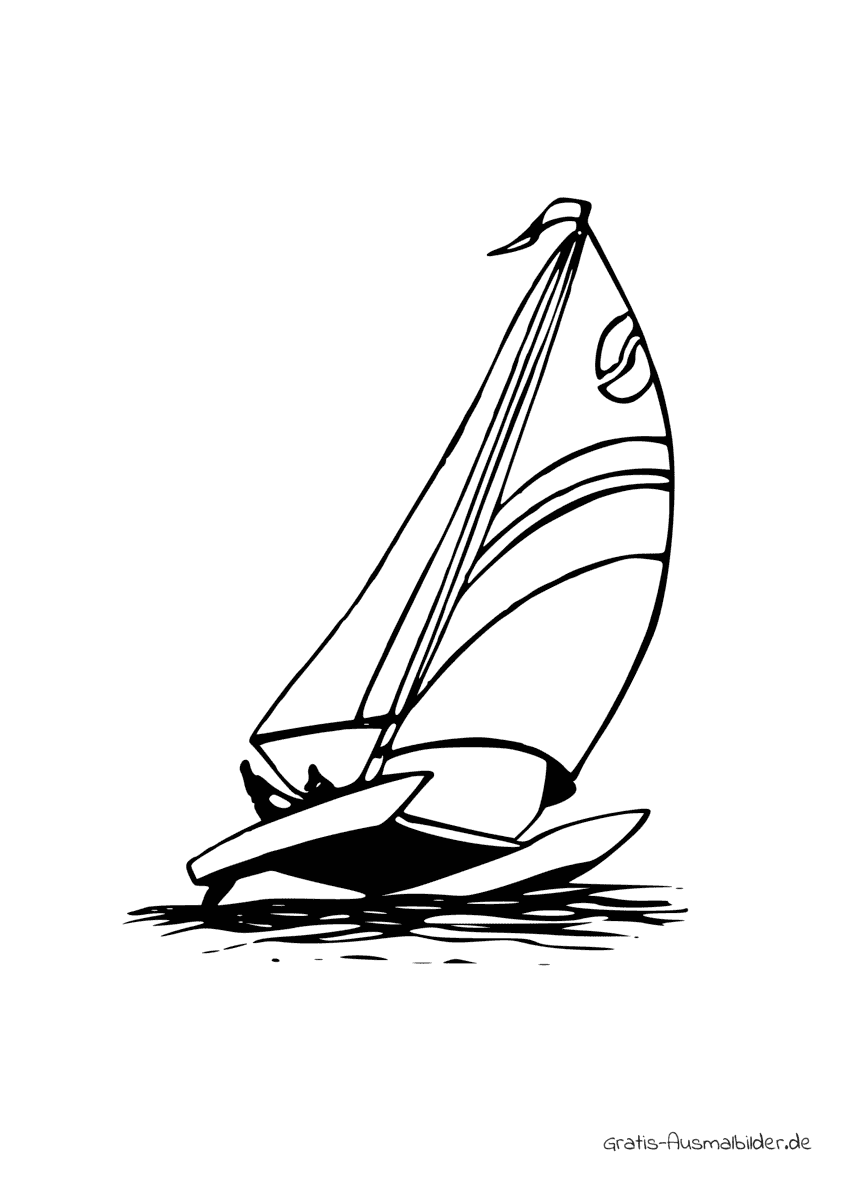 Ausmalbild Kleines Segelboot auf dem Wass