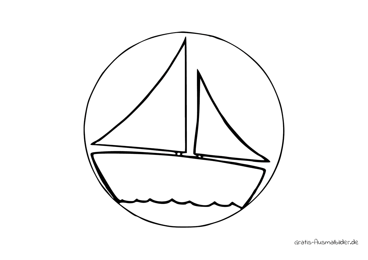 Ausmalbild Kreis Segelboot