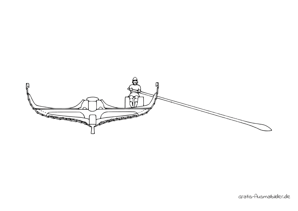 Ausmalbild Qürschnitt eines Ruderboots