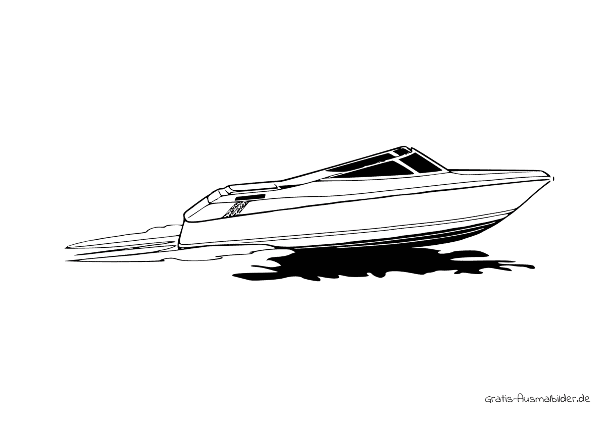 Ausmalbild Rennboot auf dem Wasser