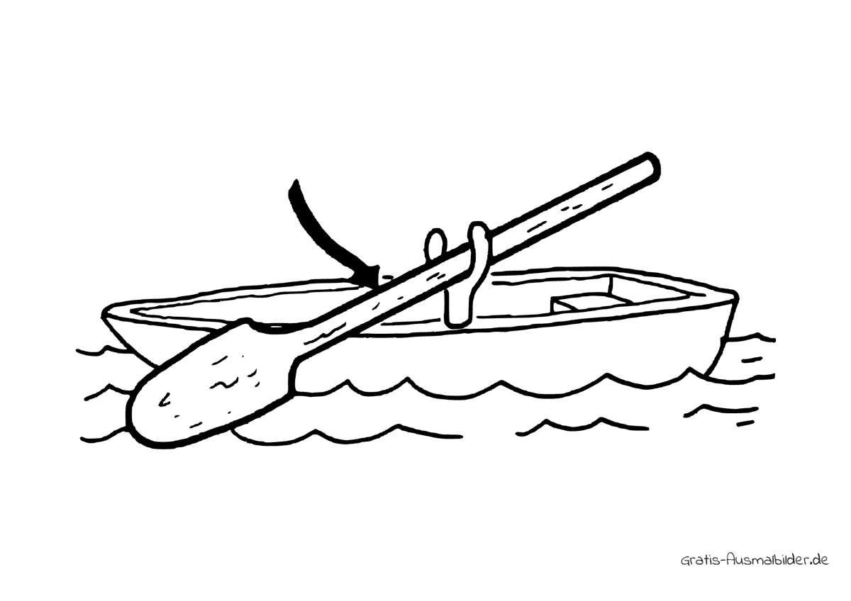 Ausmalbild Ruder am Ruderboot