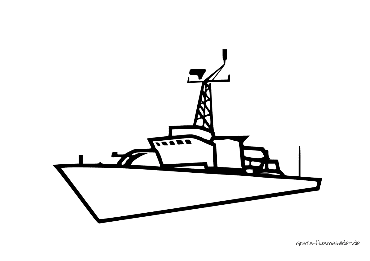 Ausmalbild Schematisch Kriegsschiff