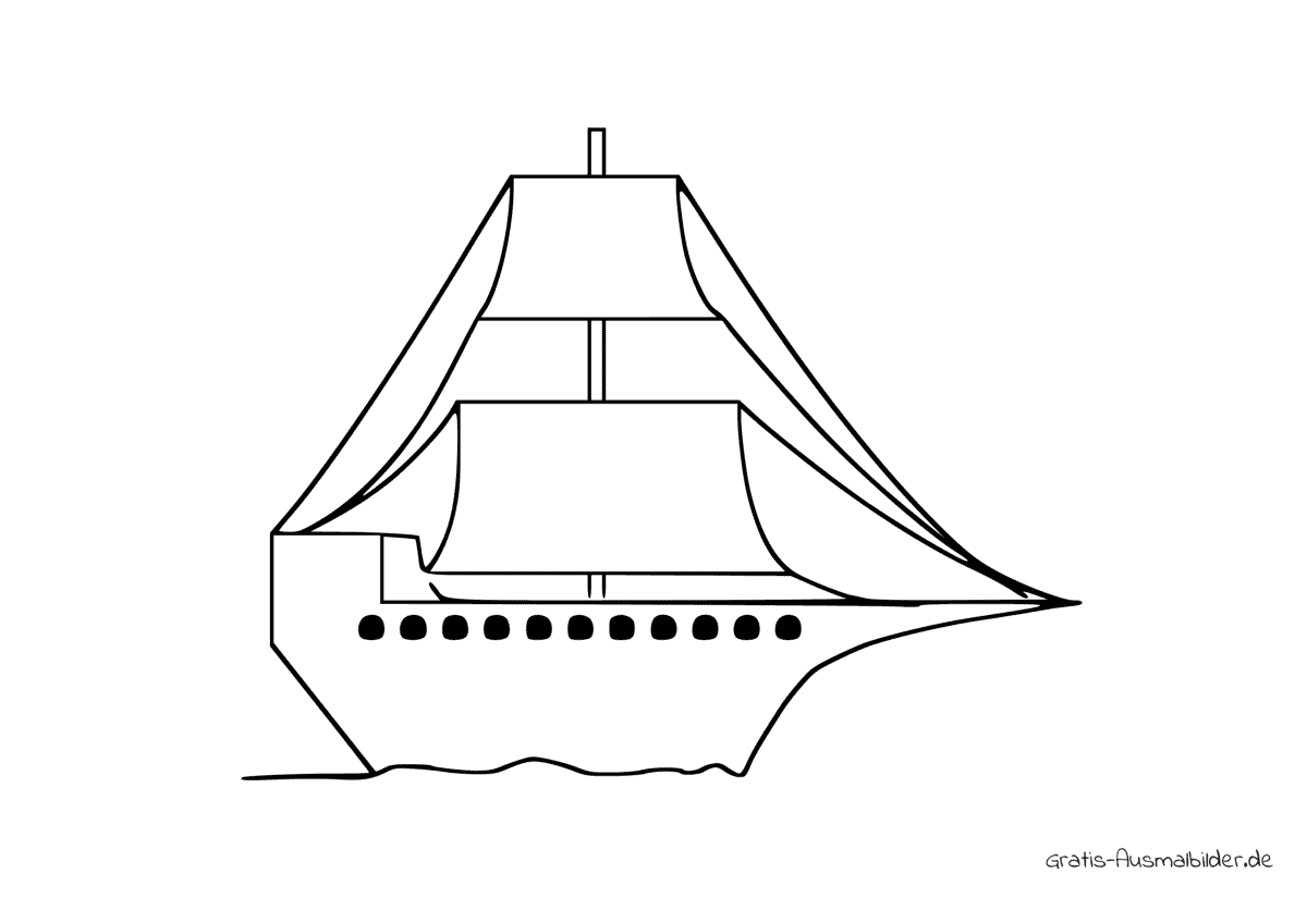 Ausmalbild Schematisch Segelschiff