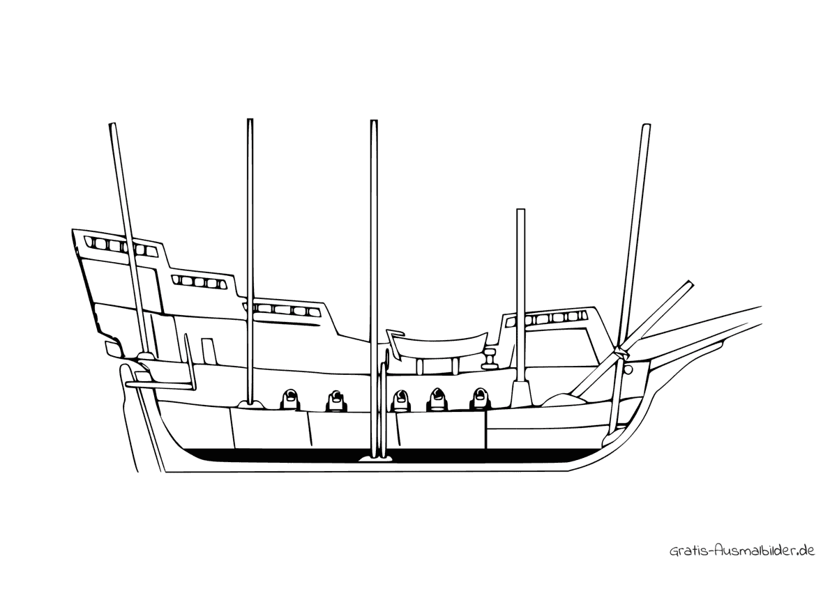 Ausmalbild Schiff Aufriss