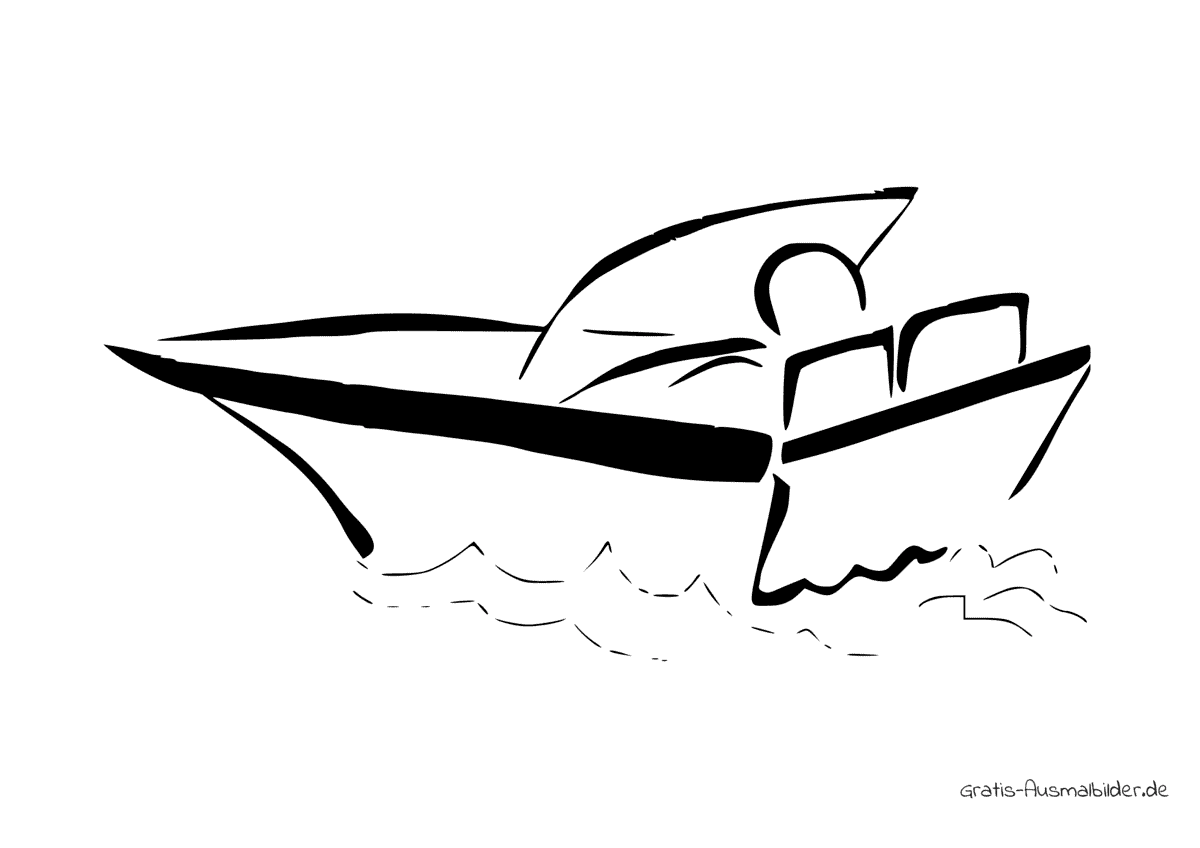 Ausmalbild Schnelles Boot im Wasser