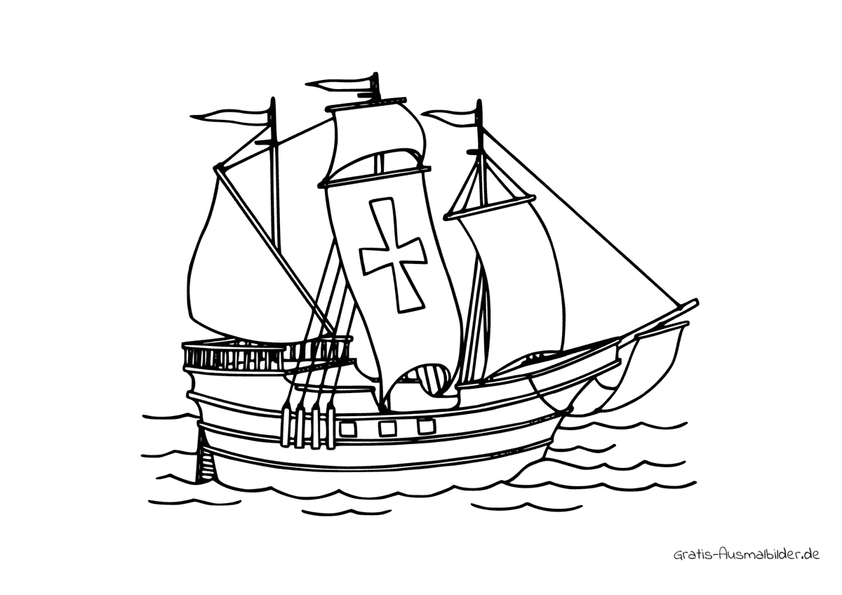 Ausmalbild Segelschiff Symbol