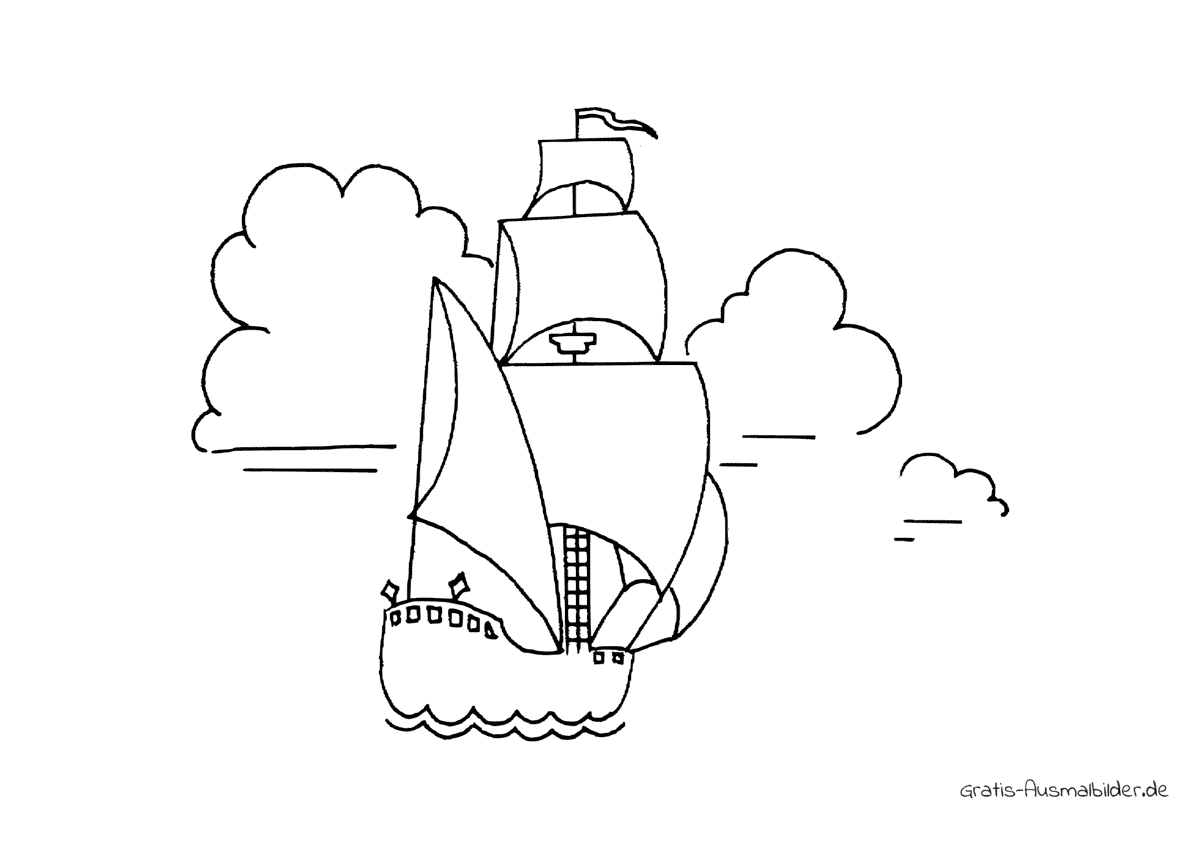 Ausmalbild Segelschiff