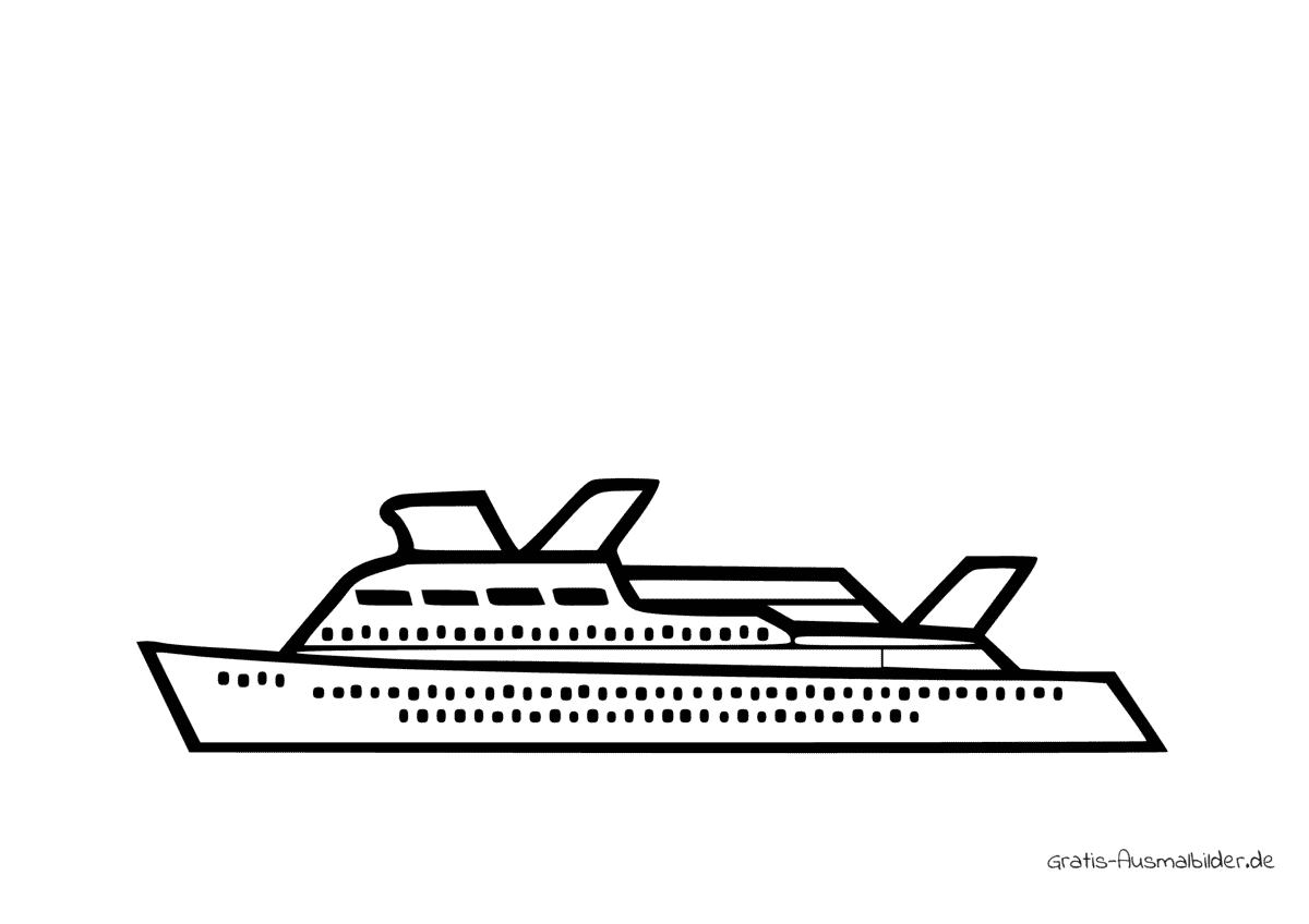 Ausmalbild Seitlich Kreuzfahrtschiff