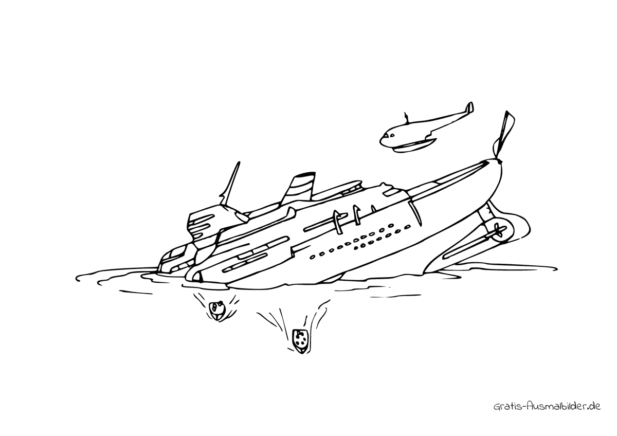 Ausmalbild Sinkendes Schiff