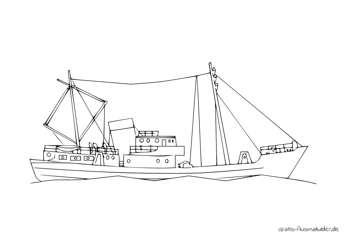 Ausmalbild Skizze altes Schiff