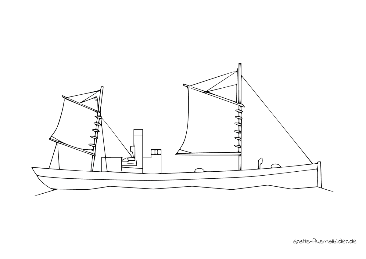 Ausmalbild Skizze Fischerboot