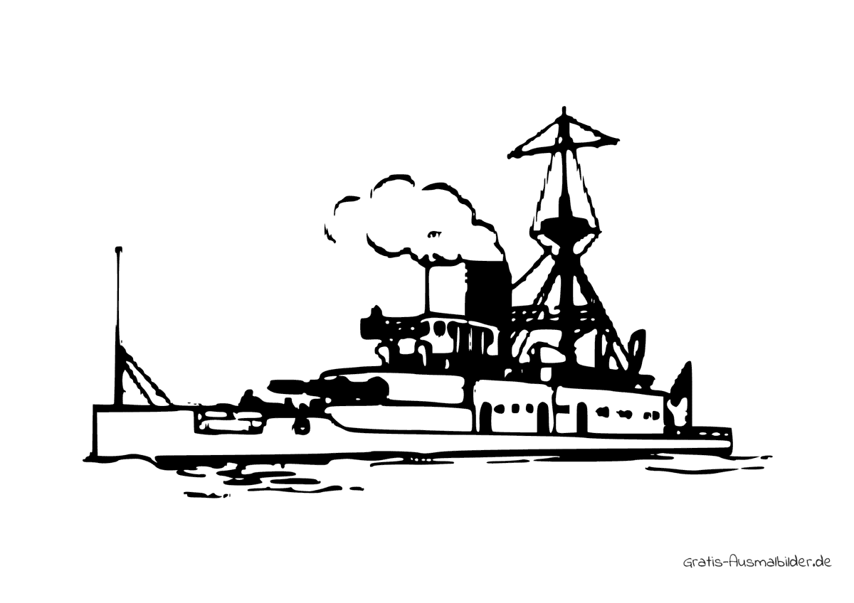 Ausmalbild Skizze Kriegsschiff