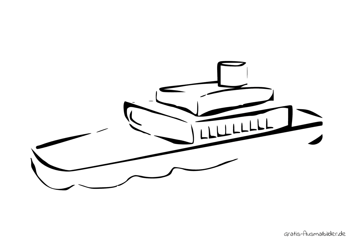 Ausmalbild Skizze Schiff im Wasser