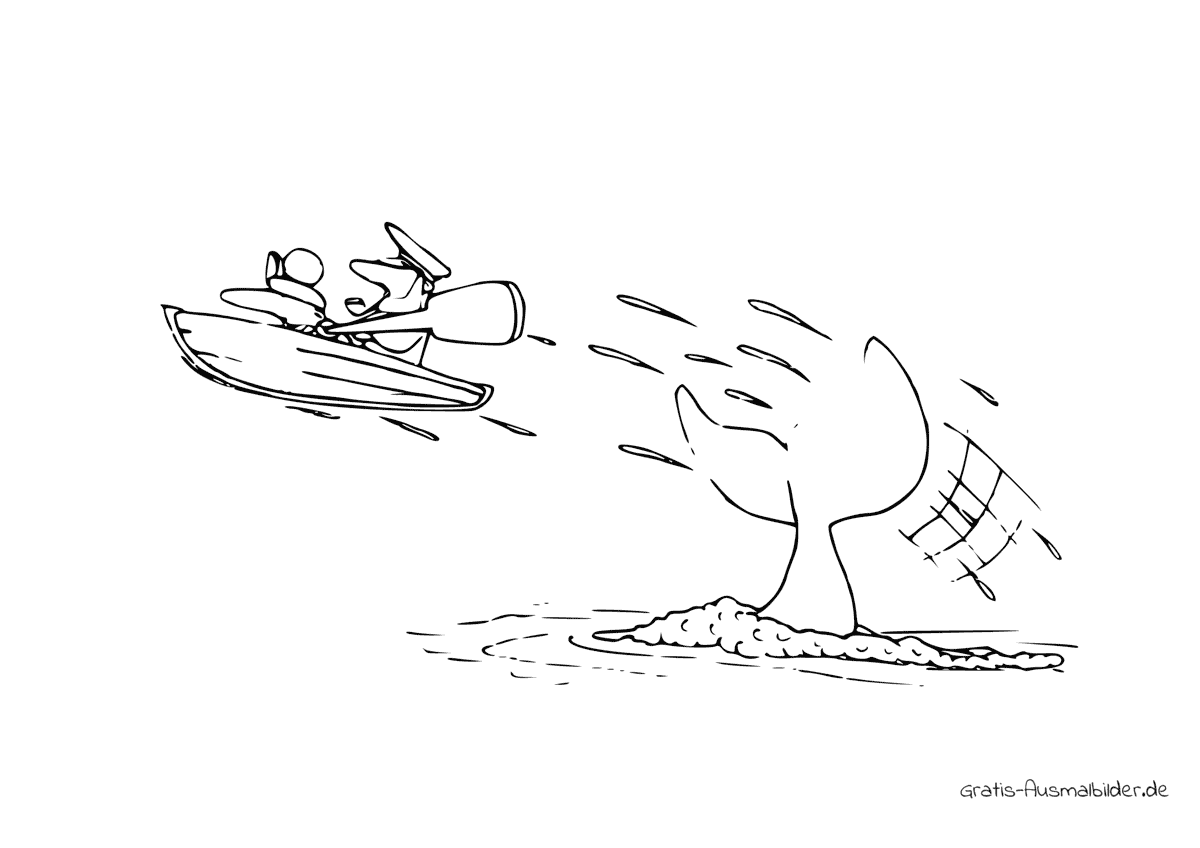 Ausmalbild Wal wirft Boot
