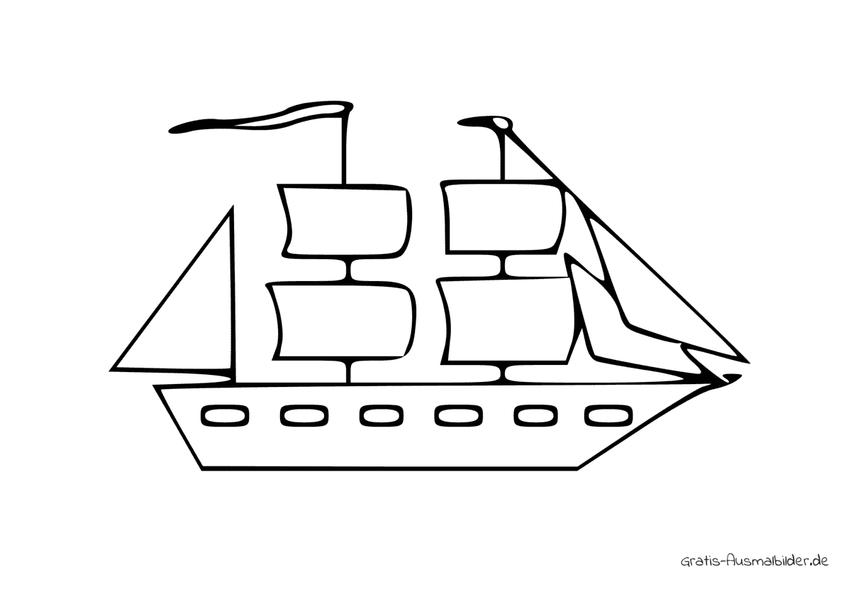 Ausmalbild Zeichen Schiff