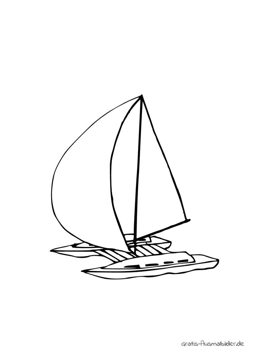 Ausmalbild Zwei Segel Boot