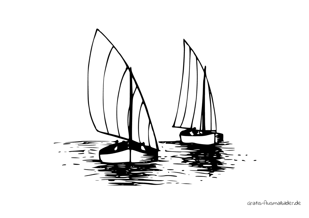Ausmalbild Zwei Segelboote