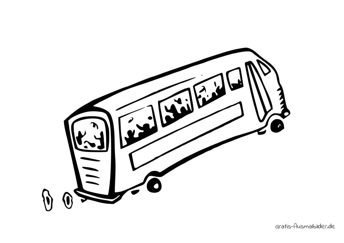 Ausmalbild Bus mit Kindern fährt