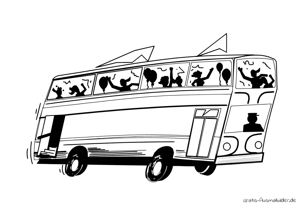 Ausmalbild Bus Party