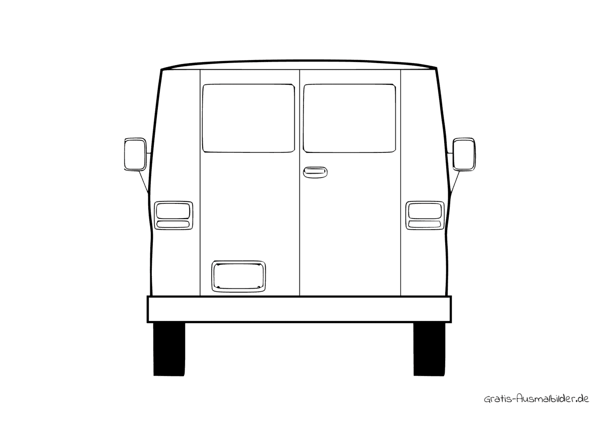 Ausmalbild Bus von hinten