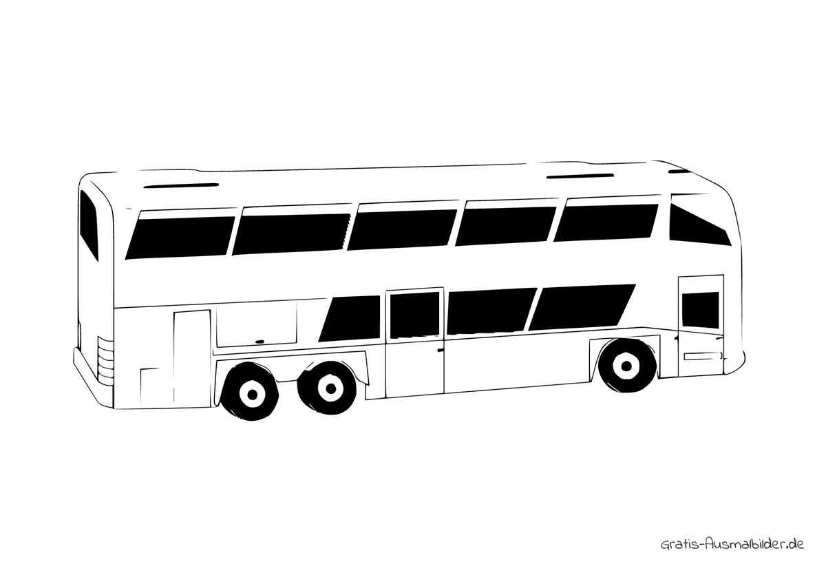 Ausmalbild Doppeldecker Reisebus