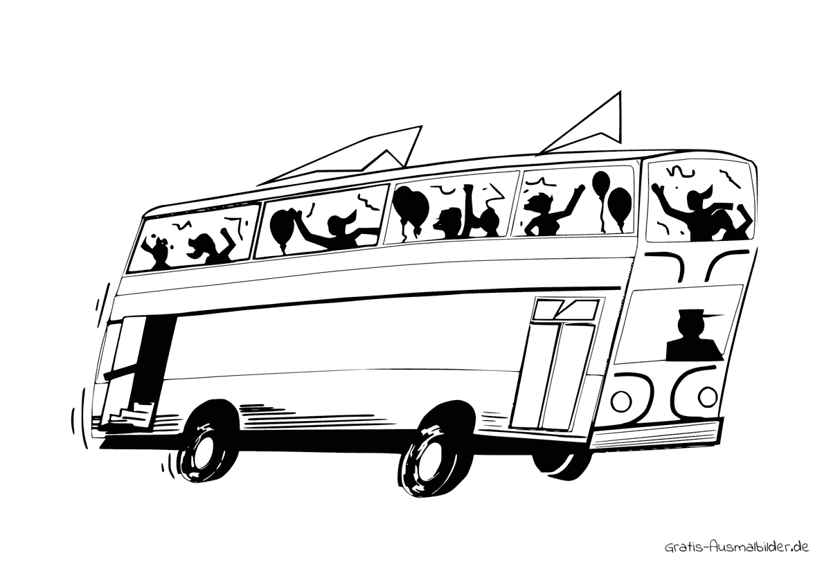 Ausmalbild Fahrender Partybus