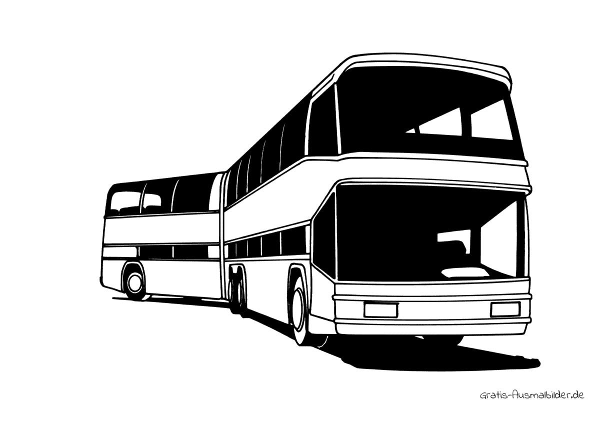 Ausmalbild Langer Doppeldecker Gelenkbus