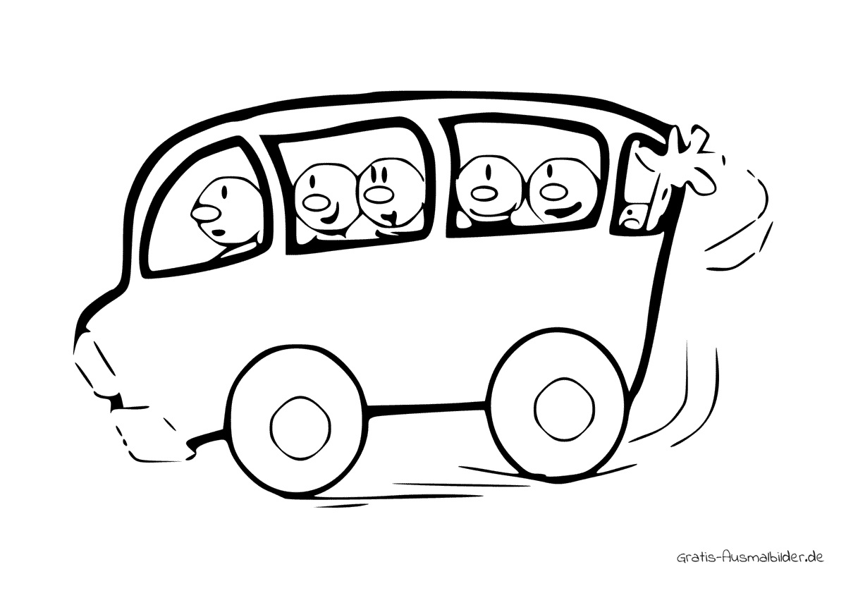 Ausmalbild Leute im Bus