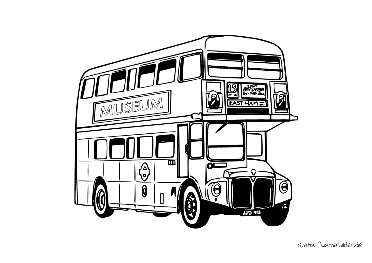 Ausmalbild London Doppeldecker Bus