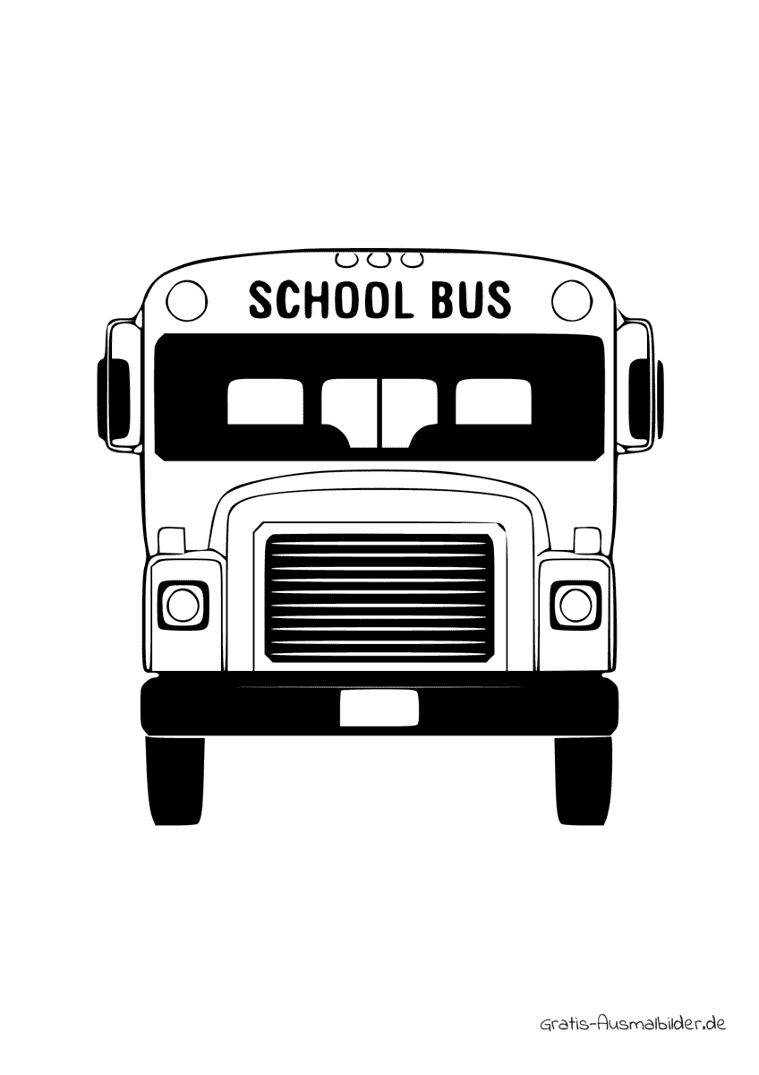 Ausmalbild Schulbus Front